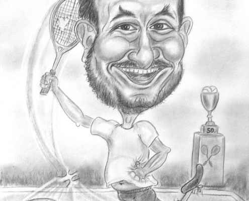 Tennisspieler - Karikatur zum Fünfziger als Geschenk