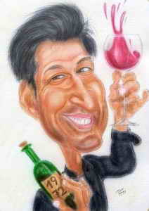 Karikatur eines Rotwein-Geniessers