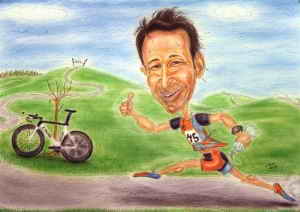 Triathlet-Karikatur in Farbe