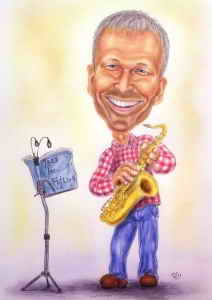 Saxaphonspieler - Farb-Karikatur