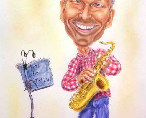 Saxaphonspieler - Farb-Karikatur