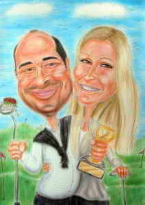 Fertige Karikatur eines Golfer-Paares