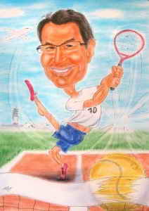 Tennisspieler-Karikatur in Farbe