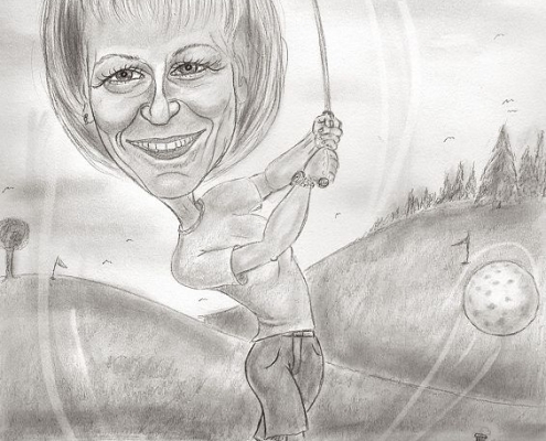 Lady-Golfspielerin - Karikaturen nach Fotos zeichnen lassen