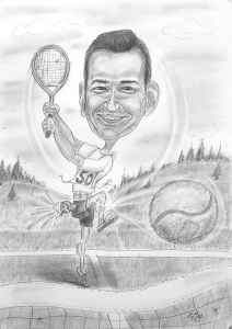 Tennisspieler-Karikatur, Geschenk zum Geburtstag