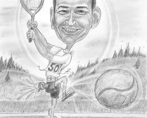 Tennisspieler-Karikatur, Geschenk zum Geburtstag