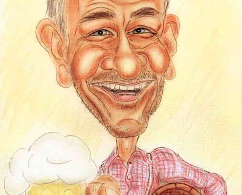 Karikatur als Geschenk zum Sechziger für einen Bier-Geniesser