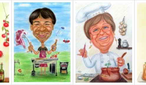 Karikaturen von Köchin und Koch als Geschenkidee in Form einer Karikatur für jeden Anlass