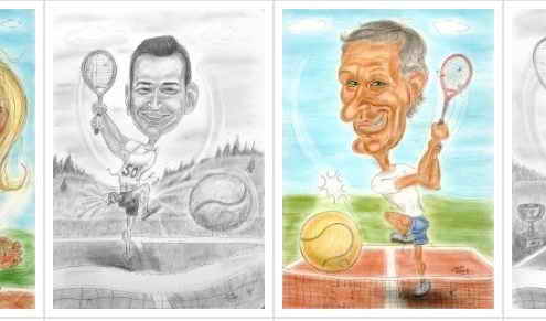 Tennis-Sport-Spiel-Spass-Bewegung-Karikaturen