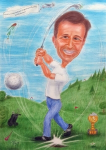 Golfer-Karikatur in Farbe gezeichnet