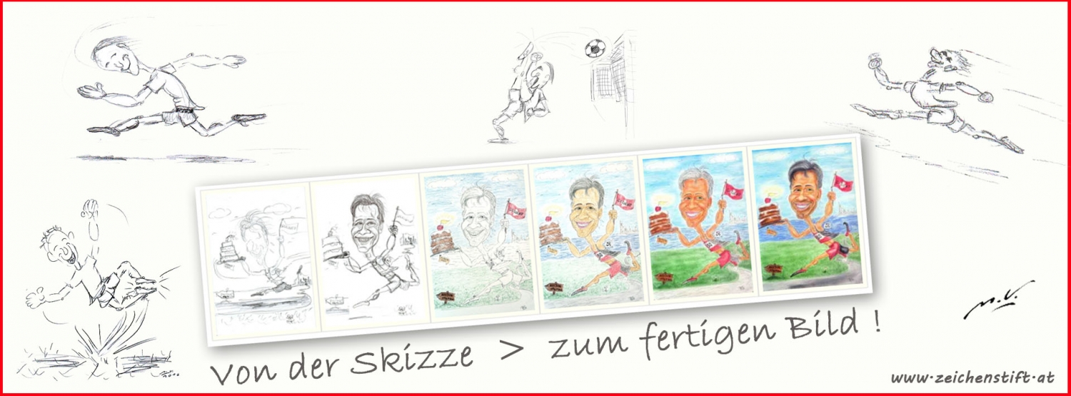 Karikaturen nach Fotos - Skizzen und Entstehung - 50 Geburtstag Mann Geschenk