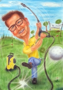 Golfer-Karikatur in Farbe - Geburtstag