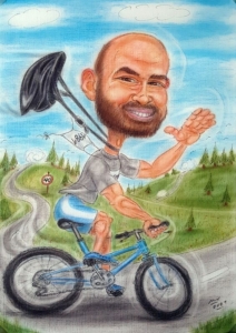 Bärtiger Radfahrer - Karikatur als Geschenk zum Geburtstag