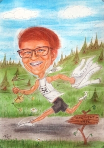 Sportlerin beim Lauf-Training - Karikatur als Geschenk zum 50 Geburtstag